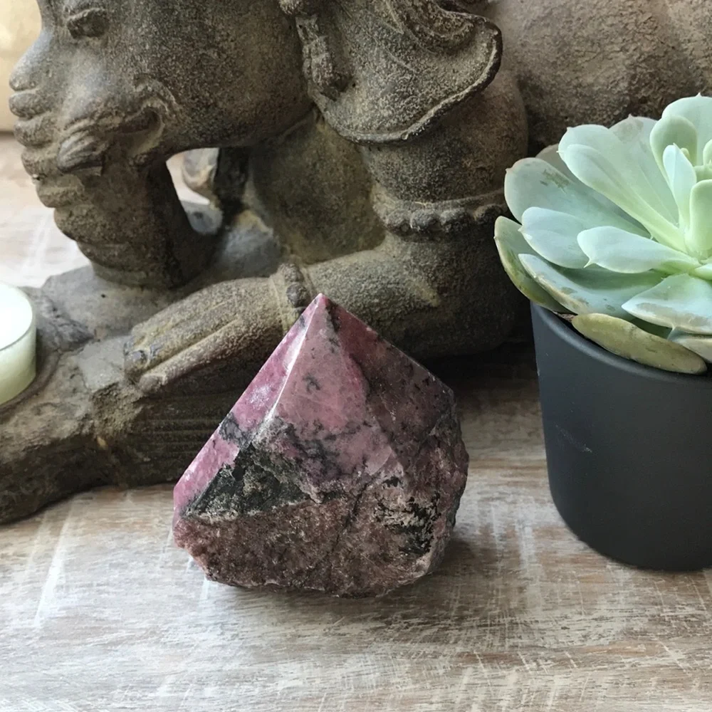 Crystal-Rhodonite Rough Polished Point - Picture 2 of 16